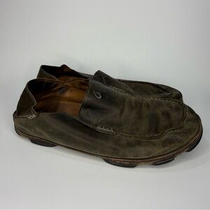 Olukai Men's Moloa Loafer Slip-On Size 10 Brown Leather Slipper Convertible Shoe